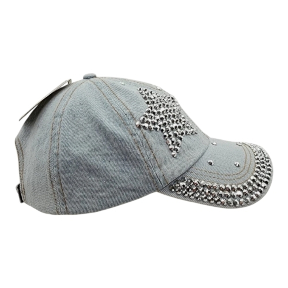 Mudd Light Blue Denim Bling Hat NWT Rhinestone Star Studded Baseball Cap Y2K - Picture 2 of 6